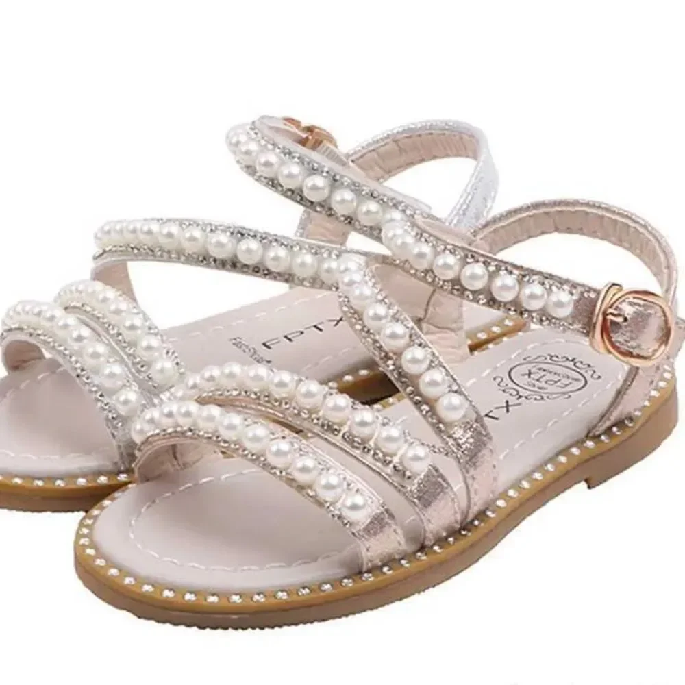 GIRLS SPARKLING PEARL RHINESTONE SANDALS